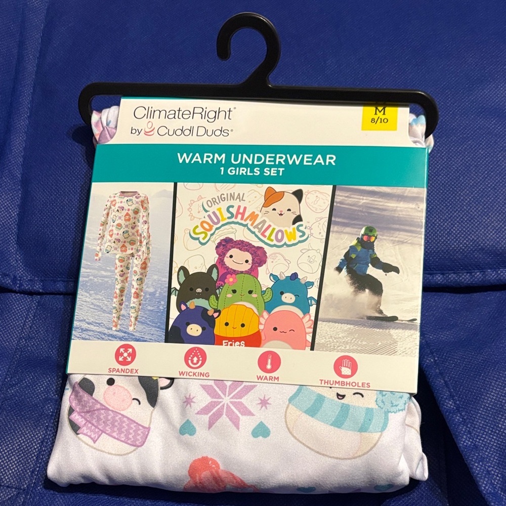 ClimateRight by Cuddl Duds! Squishmallows Warm Underwear Set M 8/10 Pajamas!